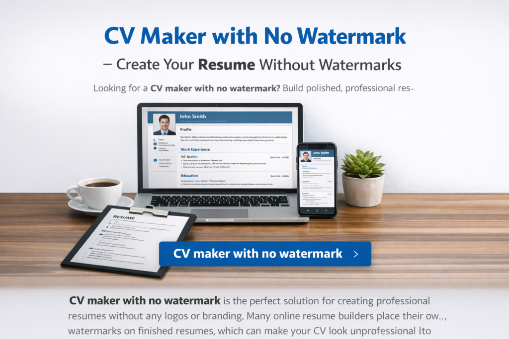 CV maker with no watermark tool for creating a professional resume online
